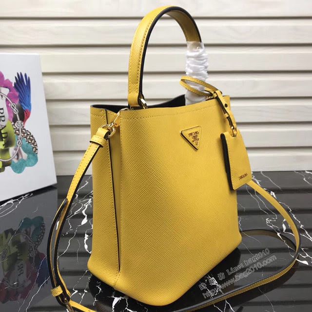 prada女包 普拉達專櫃最新款手提肩背包 1BA217 Prada Double Saffiano皮革手袋 Prada進口牛皮水桶包  pyd2177